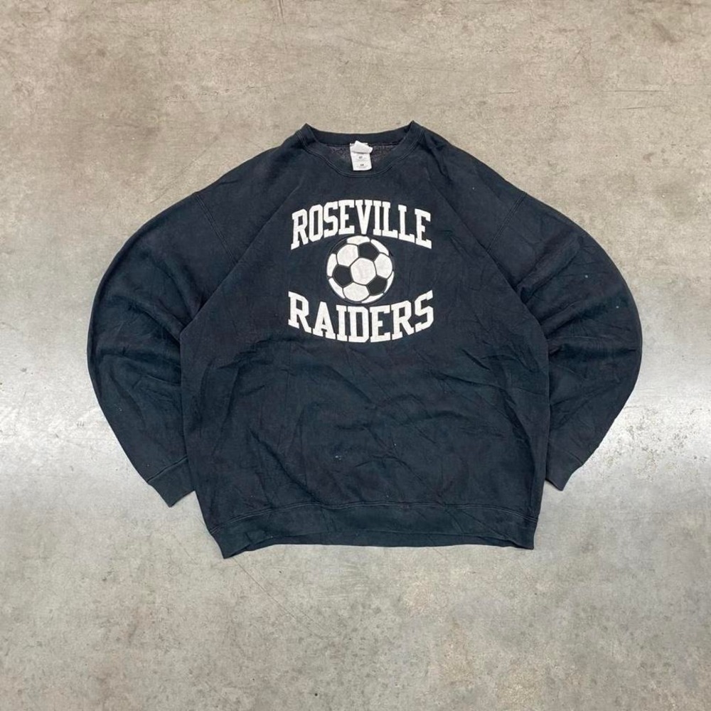 Roseville Raiders Soccer Crewneck Sweatshirt Black Y2K‎ Men's XL